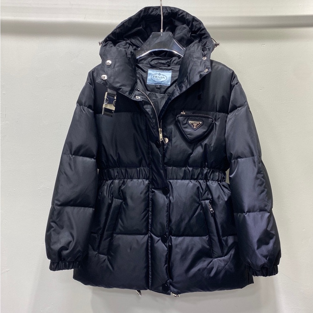 Prada Black Quilted Hooded Puffer Jacket